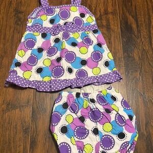 VINTAGE NOVELTY GIRL Mon Petit Smocked Woven Floral Dress Bloomer Set 2 Piece